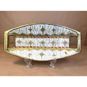 Vintage Italian Florentine Serving Tray - Hand-Painted Gold Gilt Toleware - Red